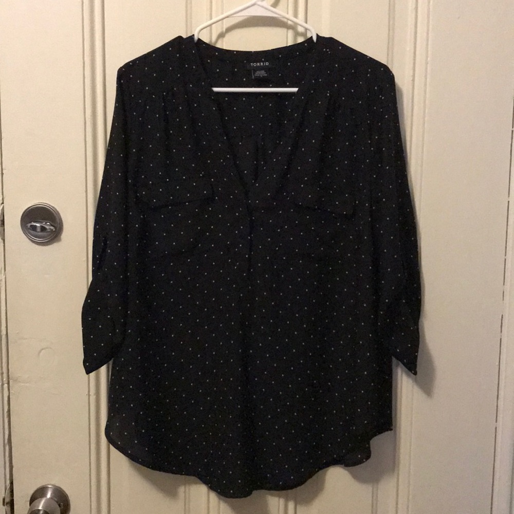 Torrid Harper blouse - Black polka dot, size 0